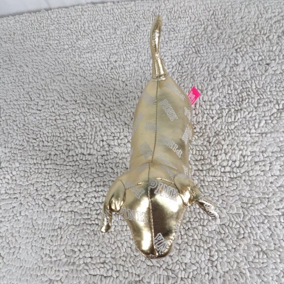 VICTORIA SECRET VS PINK 7" Gold Metallic Stuffed Animal Puppy Dog Plush Toy - Picture 5 of 7